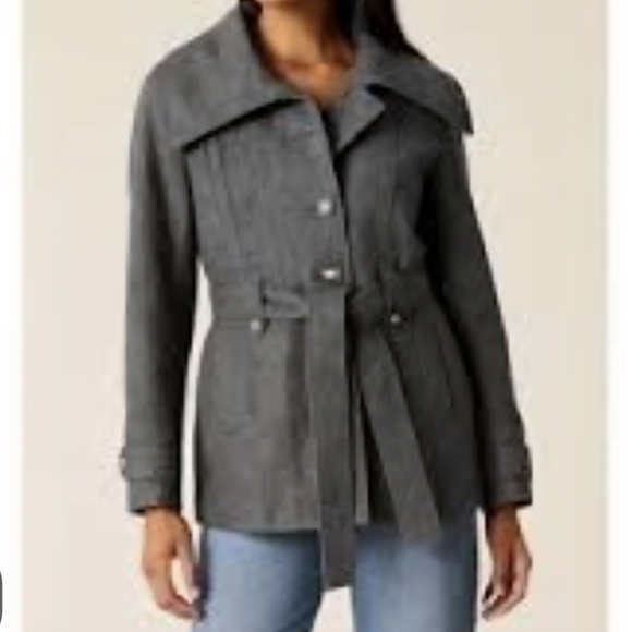 Laundry By Shelli Segal Jackets & Blazers - Laundry By Shelli Segal Gray Belted Wool Blend Jacket Coat Size Large